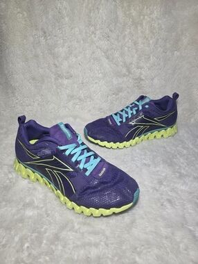 Reebok ZigLite Run Purple Neon Lime Running Shoes Women's Size 9.5